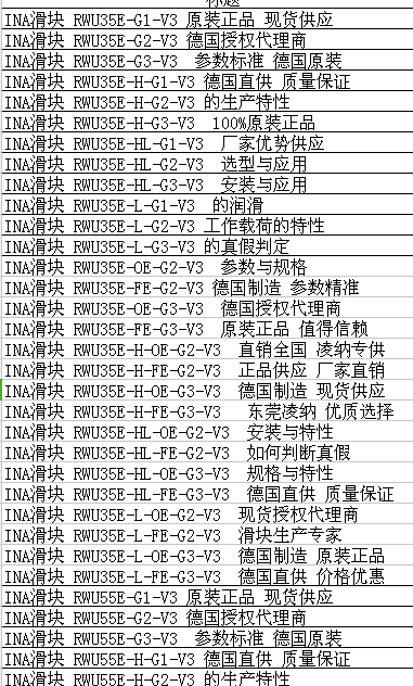 ina滑块导轨轴承型RWU系列型号图